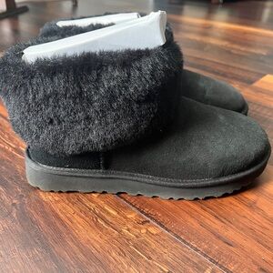 Authentic UGG Classic Mini Fluff Black Boots